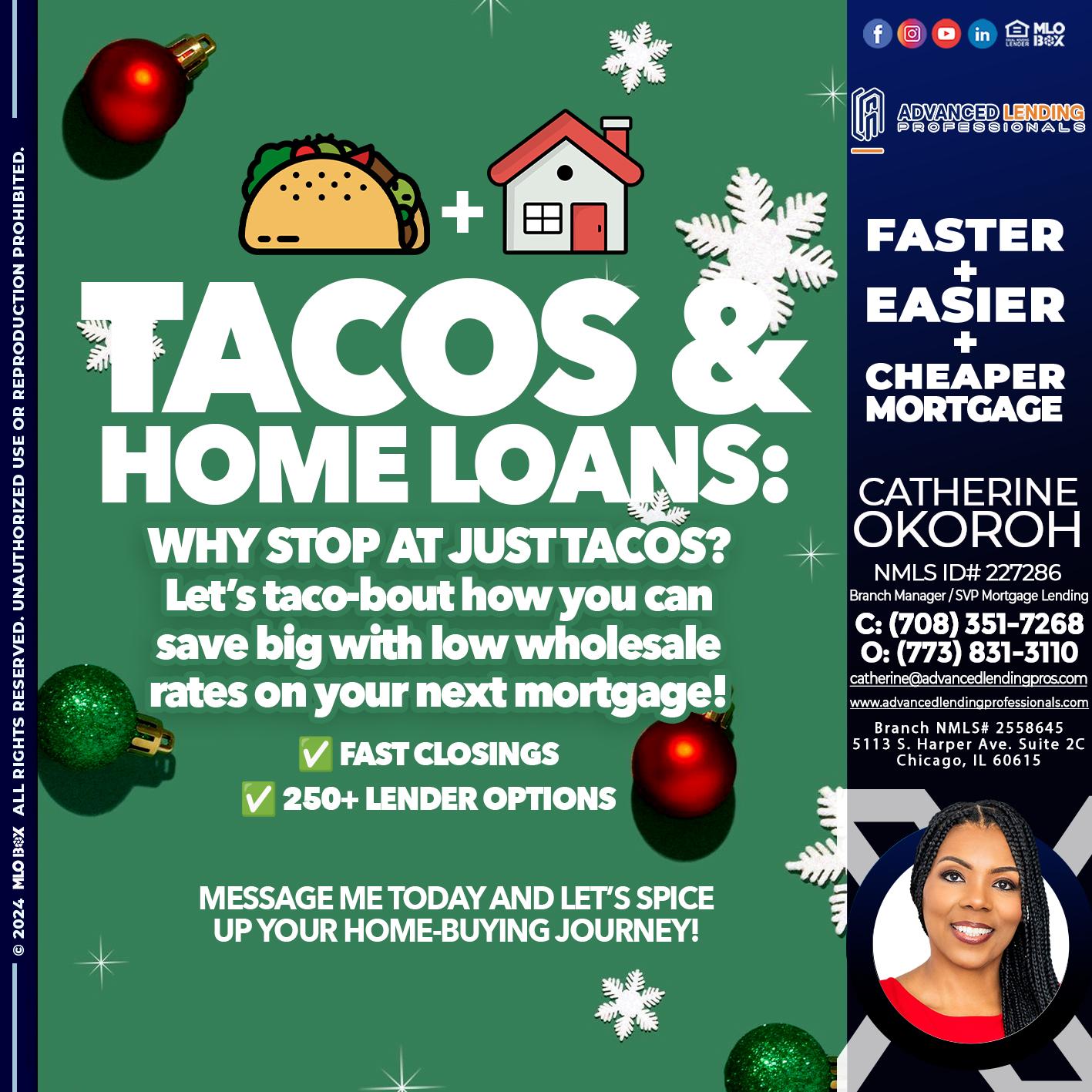 TACOS AND HOME LOANS -  Advanced Lending Professionals -Branch Manager