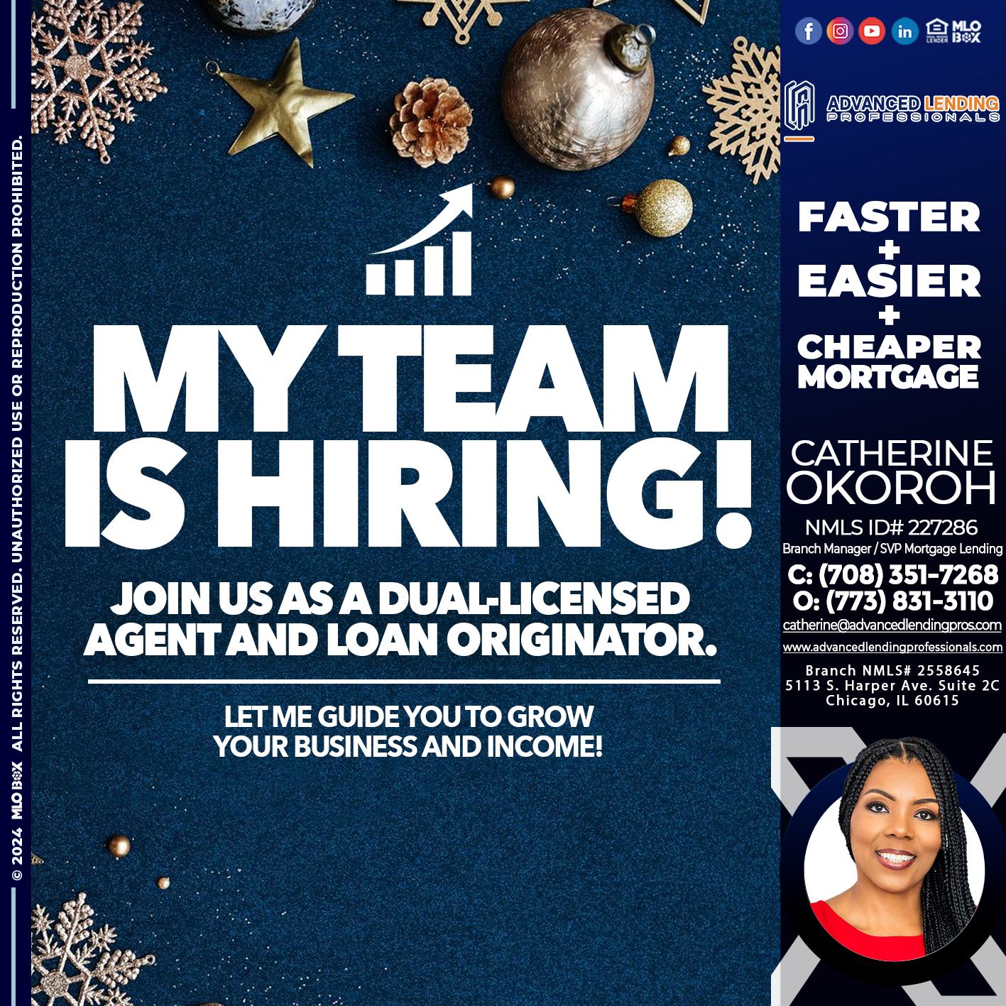 my team is hiring -  Advanced Lending Professionals -Branch Manager