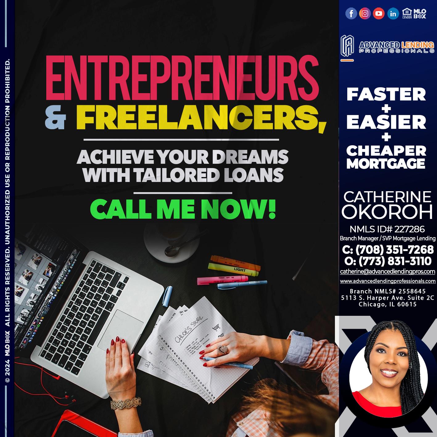 entreprenuers and freelancers -  Advanced Lending Professionals -Branch Manager