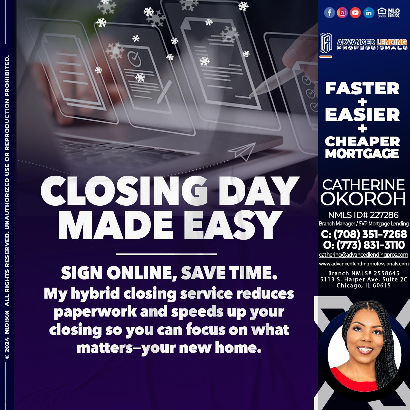 closing day -  Advanced Lending Professionals -Branch Manager