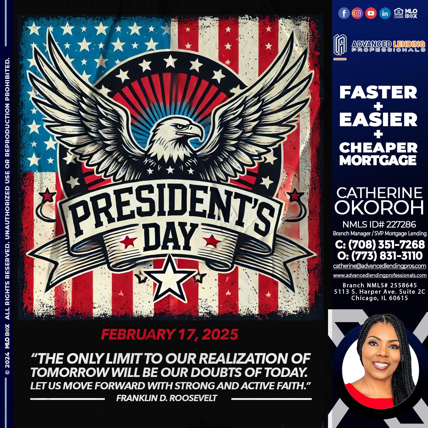 PRESIDENTS DAY -  Advanced Lending Professionals -Branch Manager