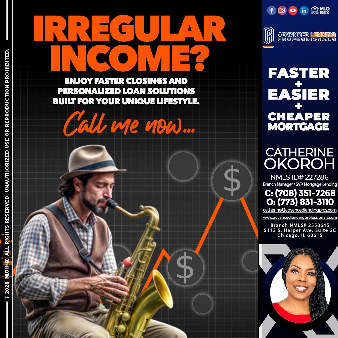 IRREGULAR INCOME -  Advanced Lending Professionals -Branch Manager