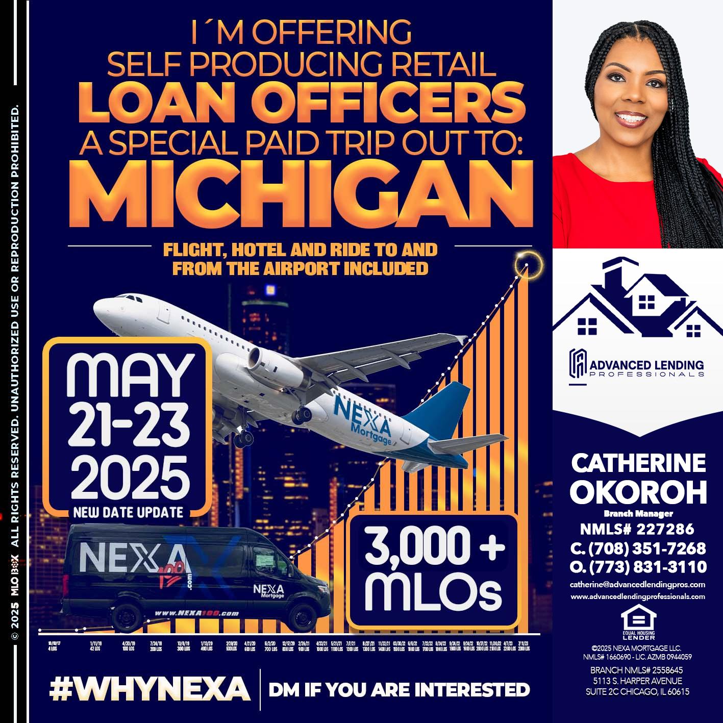 MICHIGAN TRIP (DATE UPDATE? -  Advanced Lending Professionals -Branch Manager