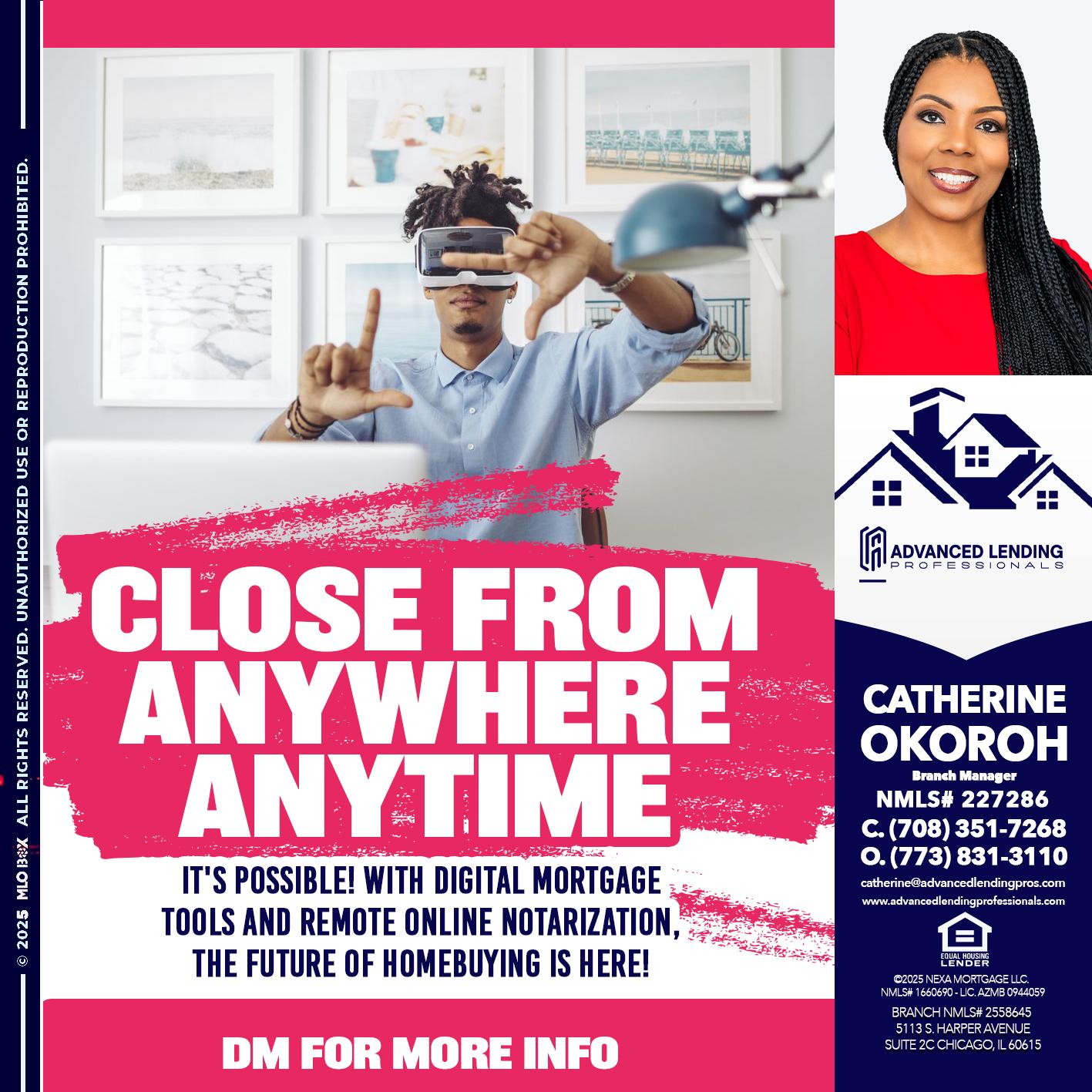 CLOSE FROM -  Advanced Lending Professionals -Branch Manager