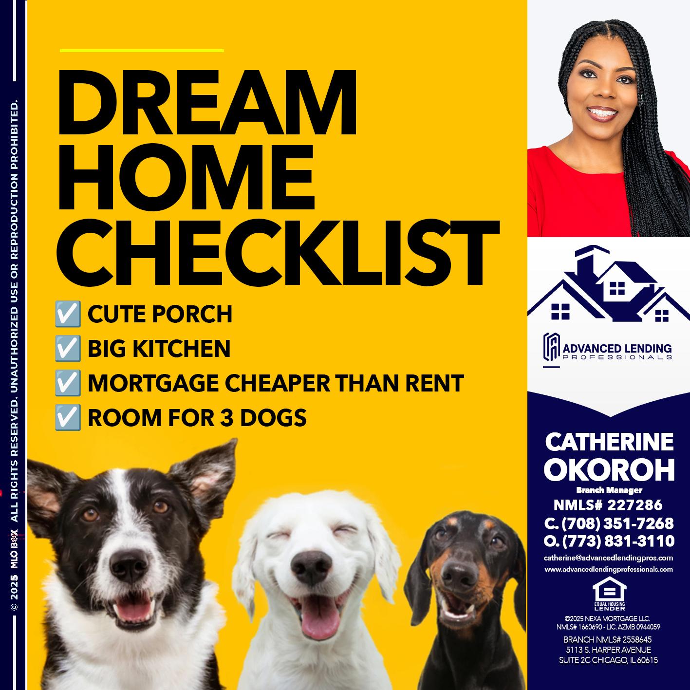 DREAM HOME CHEK LIST -  Advanced Lending Professionals -Branch Manager