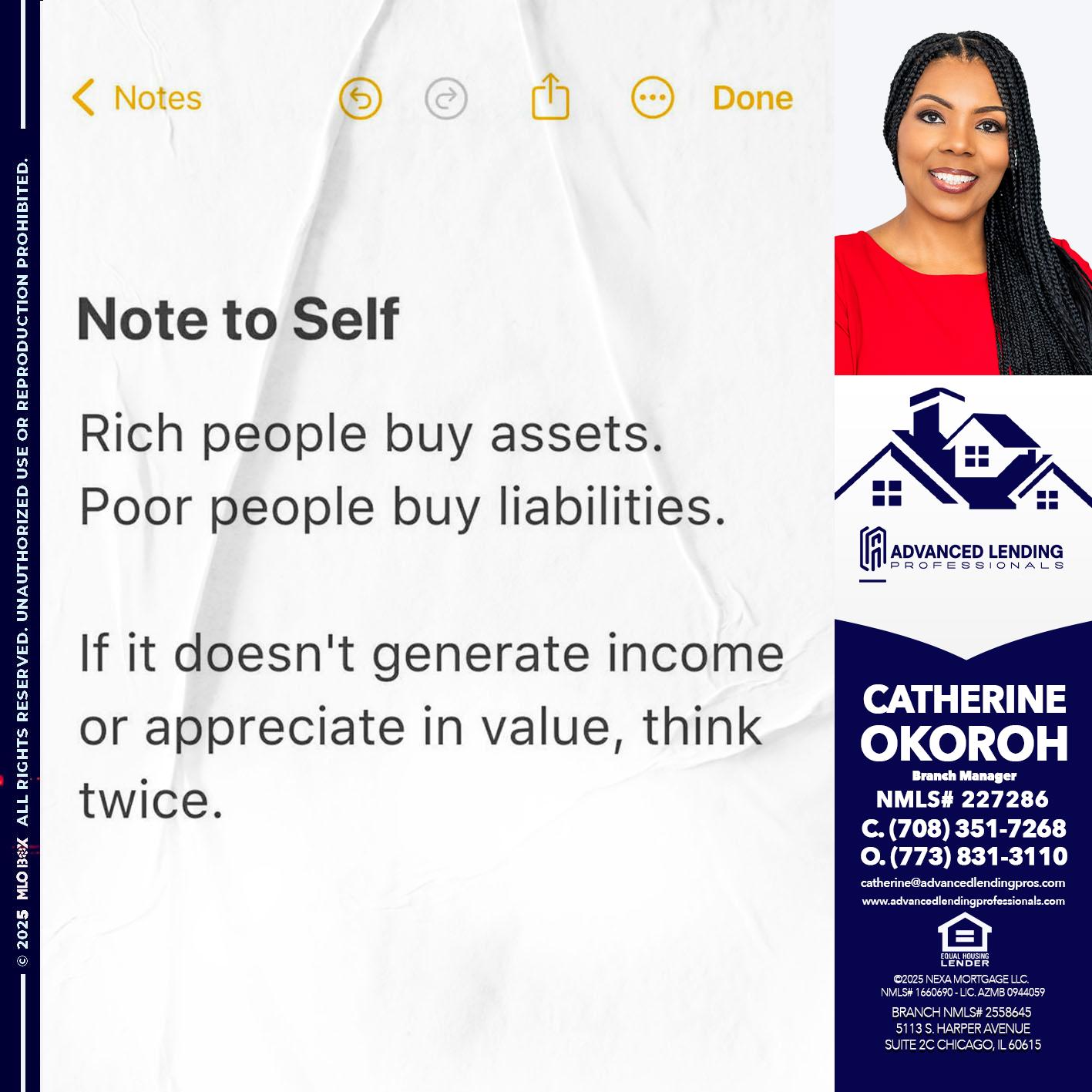 NOTE TO SELF -  Advanced Lending Professionals -Branch Manager