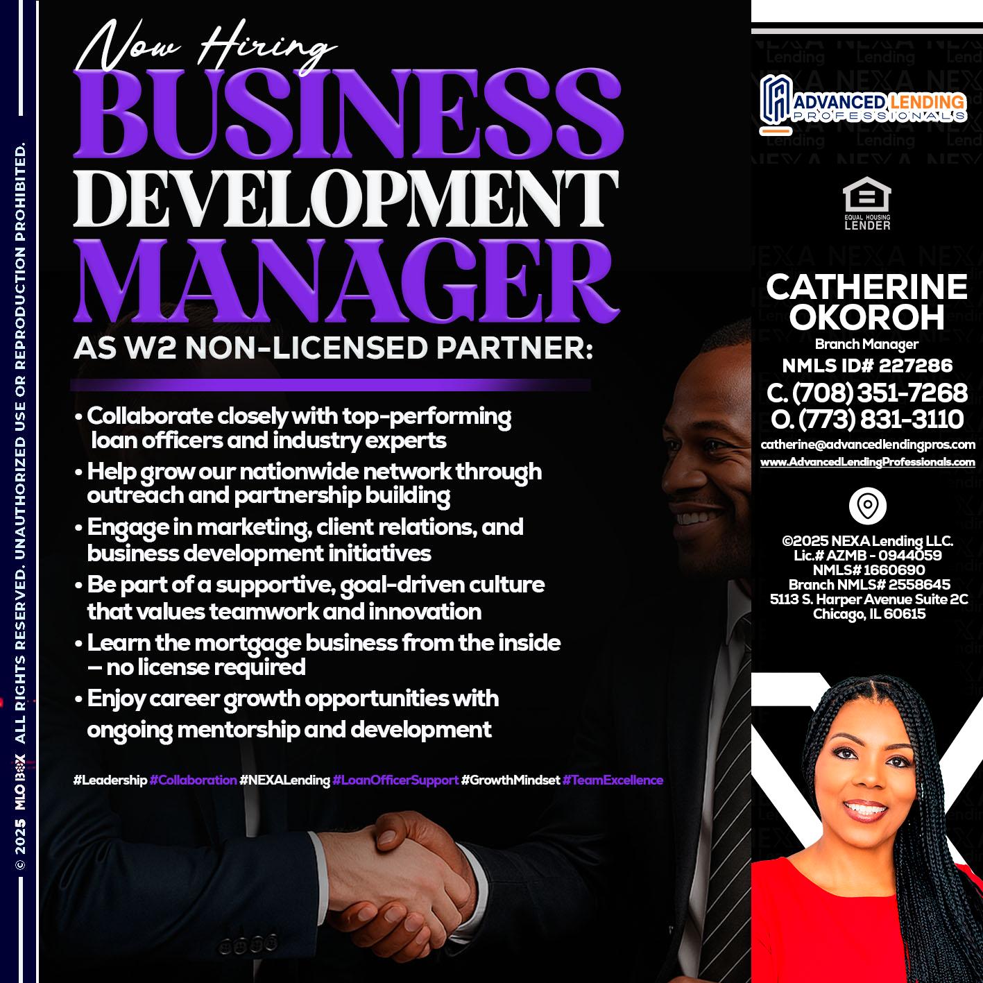 NOW HIRING -  Advanced Lending Professionals -Branch Manager