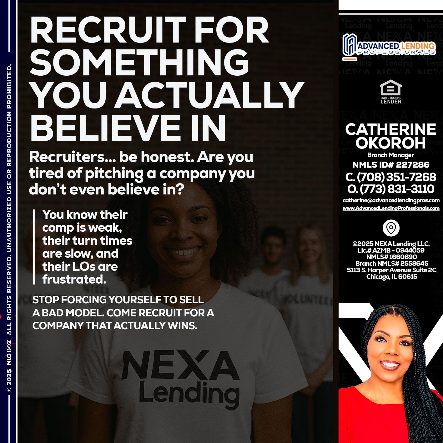 RECRUITING -  Advanced Lending Professionals -Branch Manager