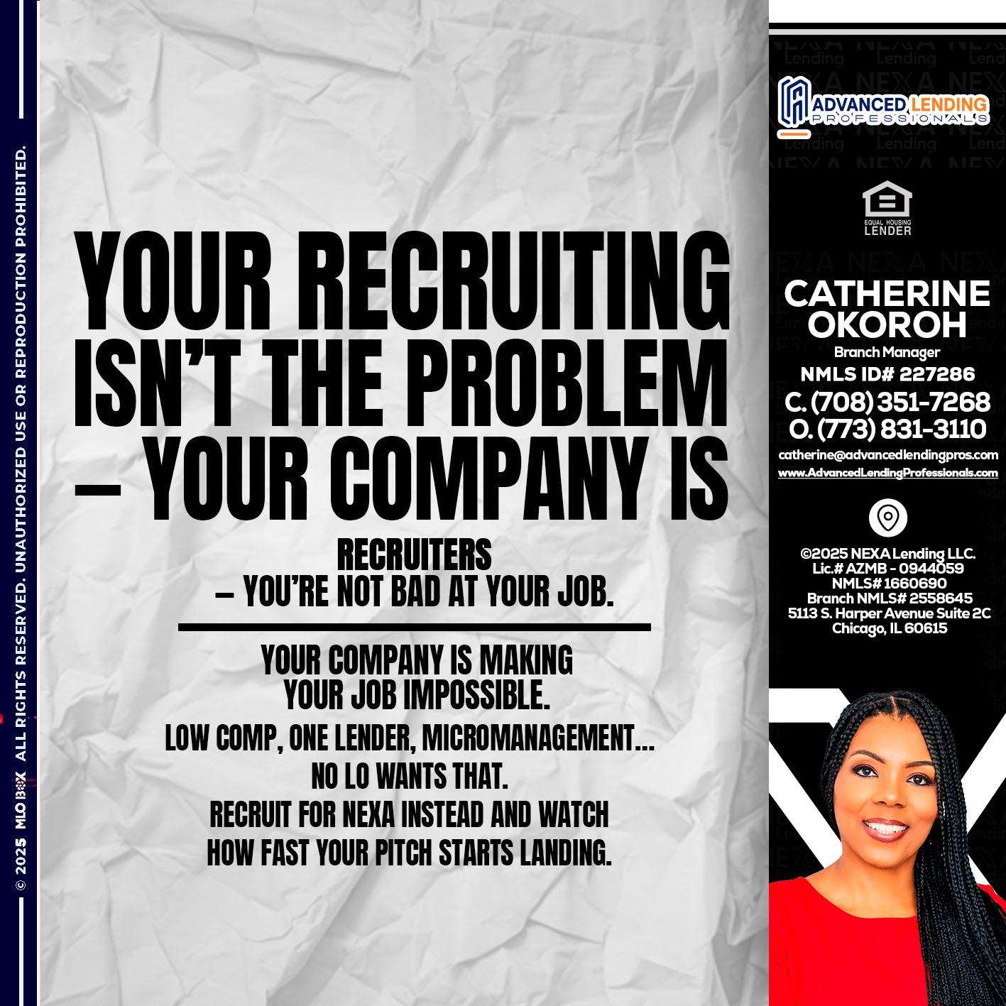 YOUR RECRUITING -  Advanced Lending Professionals -Branch Manager