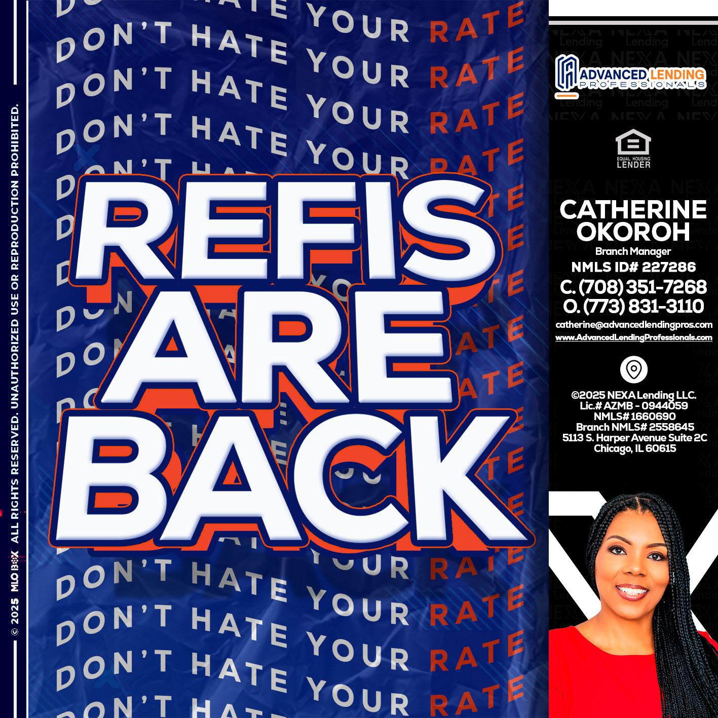 refis are back -  Advanced Lending Professionals -Branch Manager