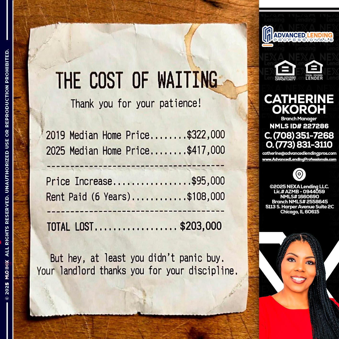 THE COST OF WAITING -  Advanced Lending Professionals -Branch Manager