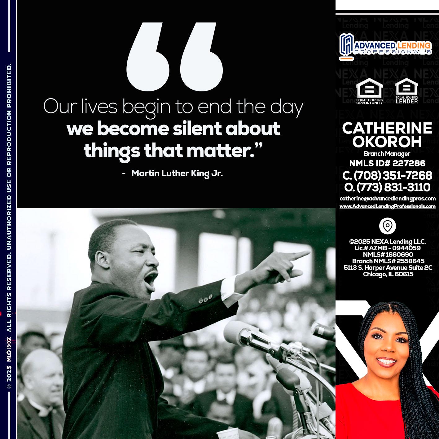 our lives MLK DAY -  Advanced Lending Professionals -Branch Manager