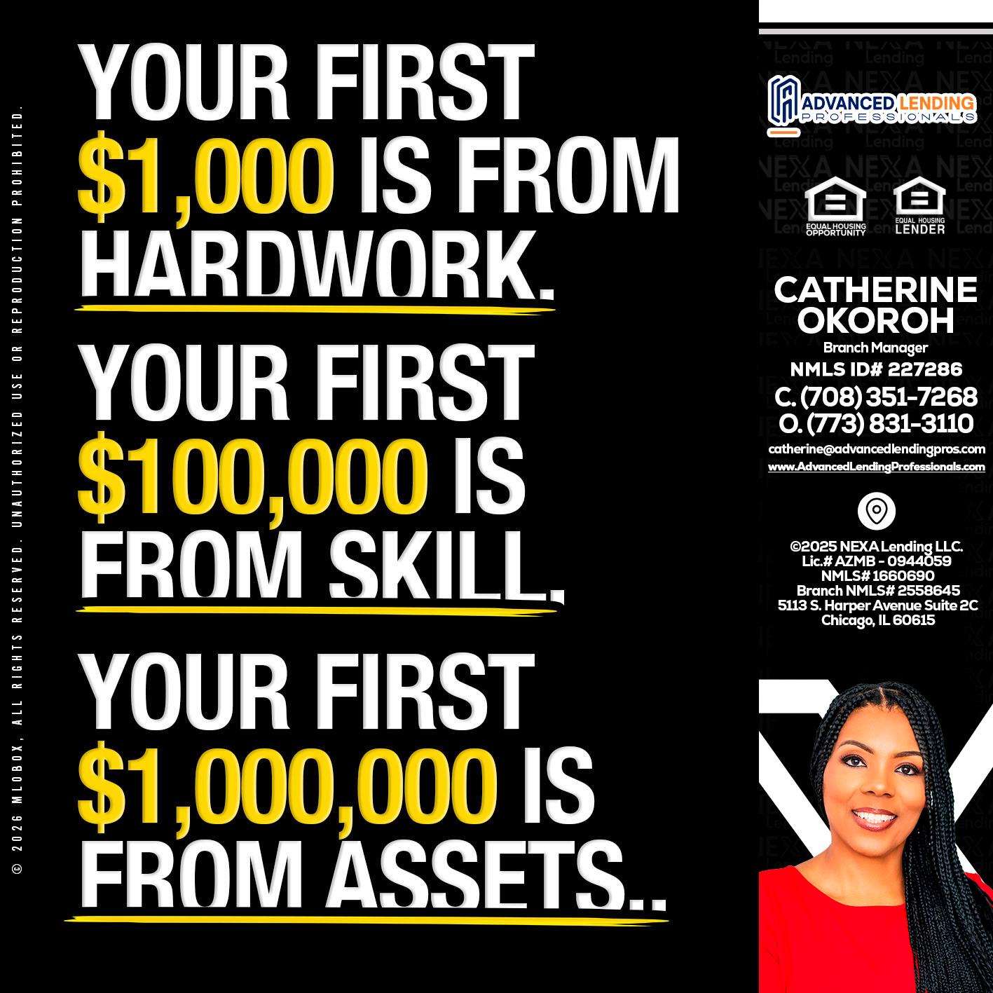 YOUR FIRST $1000 -  Advanced Lending Professionals -Branch Manager
