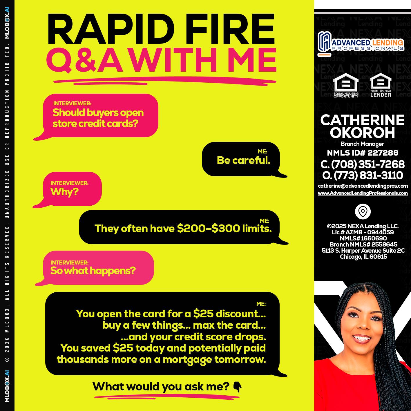 RAPID FIRE Q&A -  Advanced Lending Professionals -Branch Manager