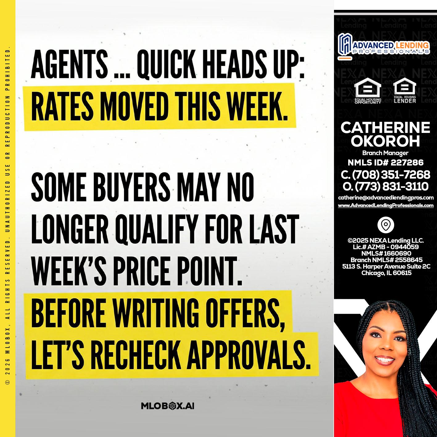 agents quick heads up -  Advanced Lending Professionals -Branch Manager