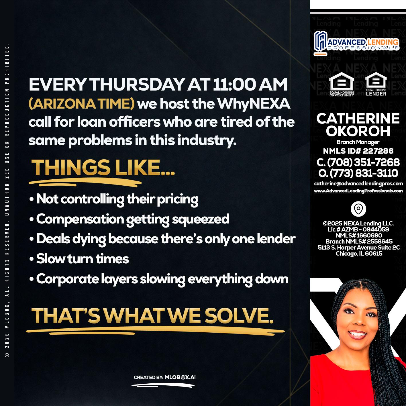 every Thursday -  Advanced Lending Professionals -Branch Manager