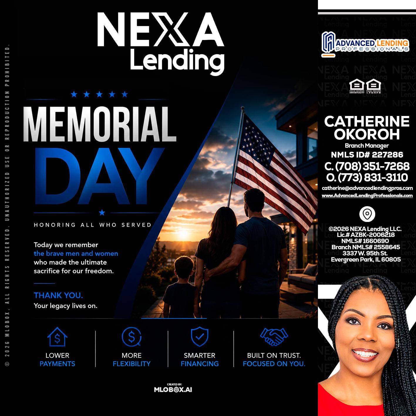 MEMORIAL DAY -  Advanced Lending Professionals -Branch Manager