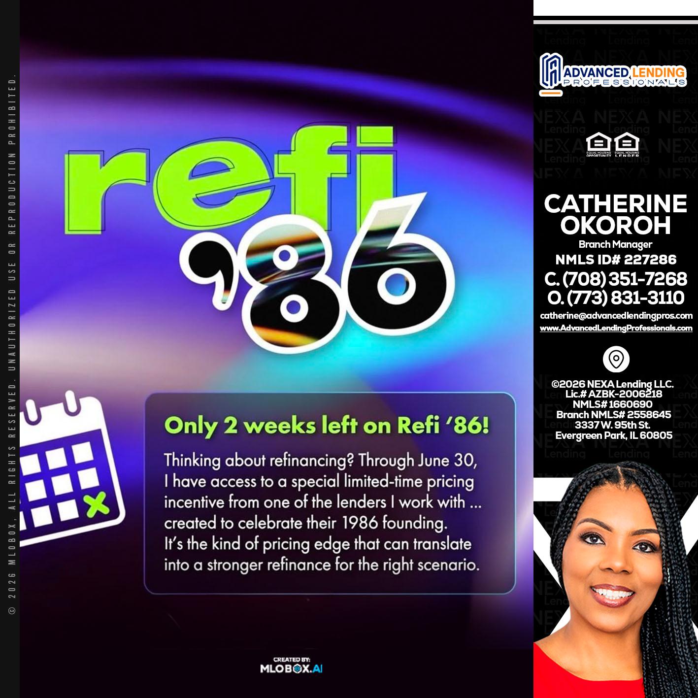 REFI 86 -  Advanced Lending Professionals -Branch Manager