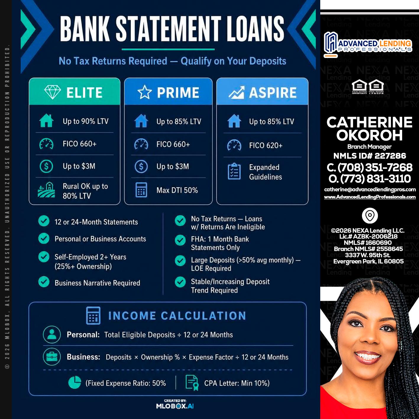 BANK STATEMENT -  Advanced Lending Professionals -Branch Manager