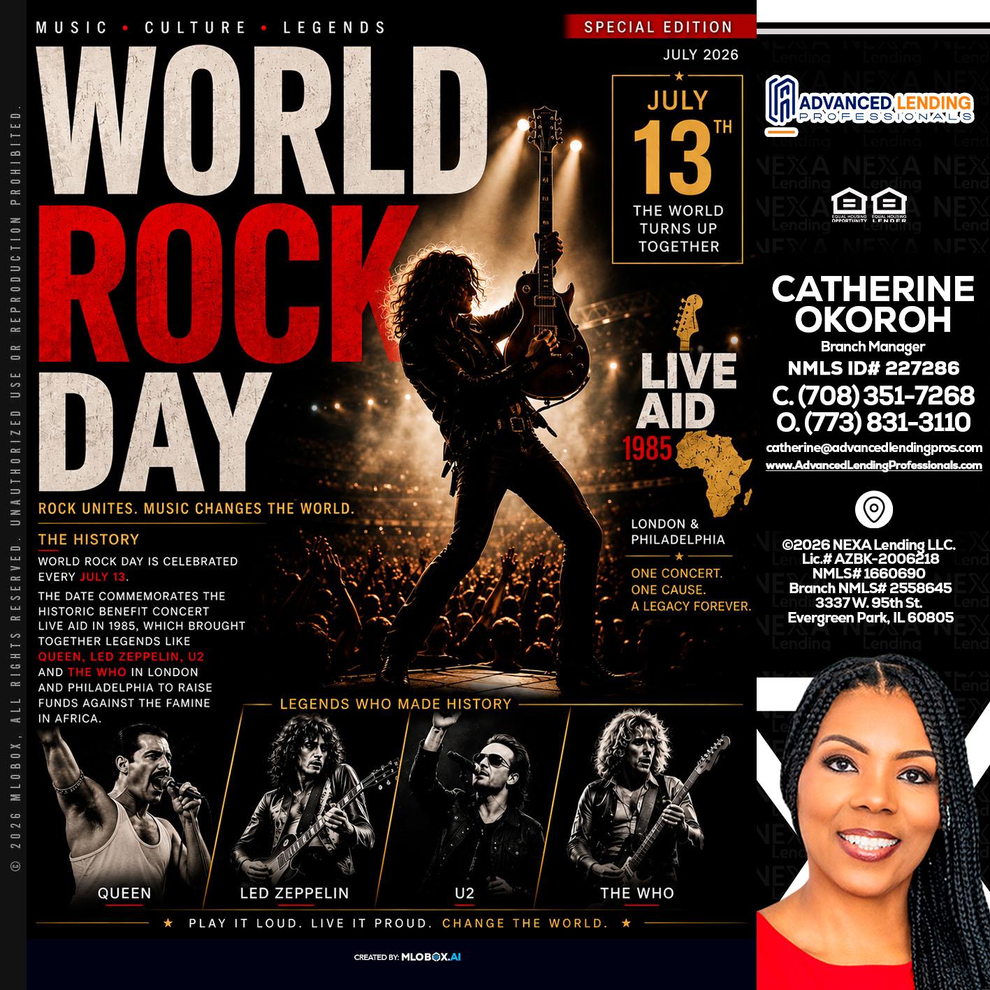 WORLD ROCK MUSIC DAY -  Advanced Lending Professionals -Branch Manager