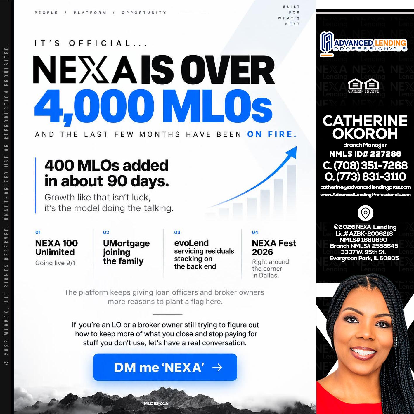 NEXA IS OVER 4000 MLOs -  Advanced Lending Professionals -Branch Manager