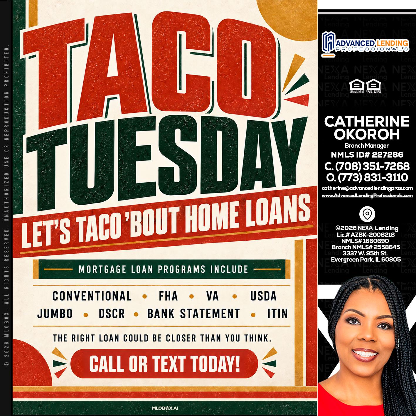 TACO TUESDAY -  Advanced Lending Professionals -Branch Manager