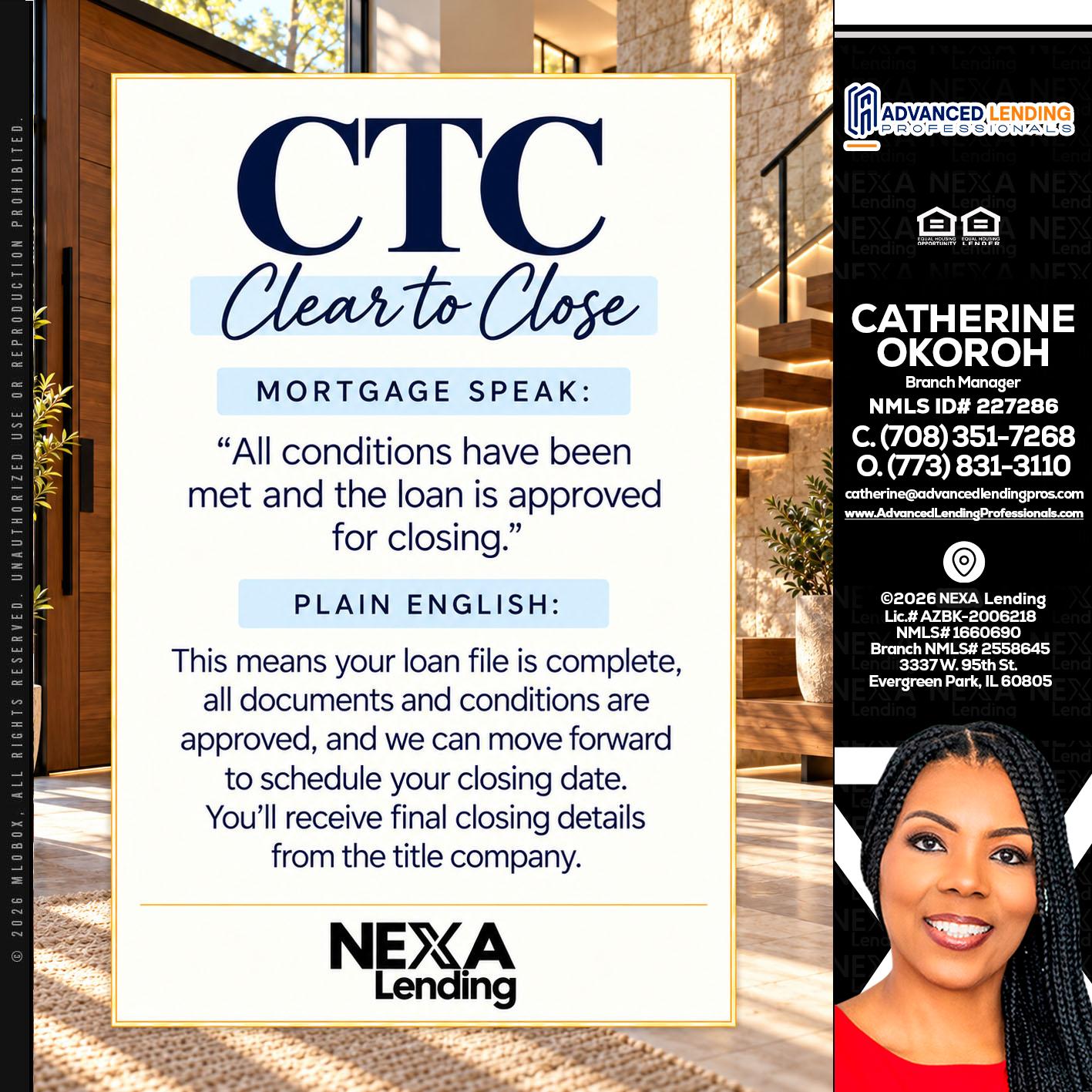 CLEAR TO CLOSE -  Advanced Lending Professionals -Branch Manager
