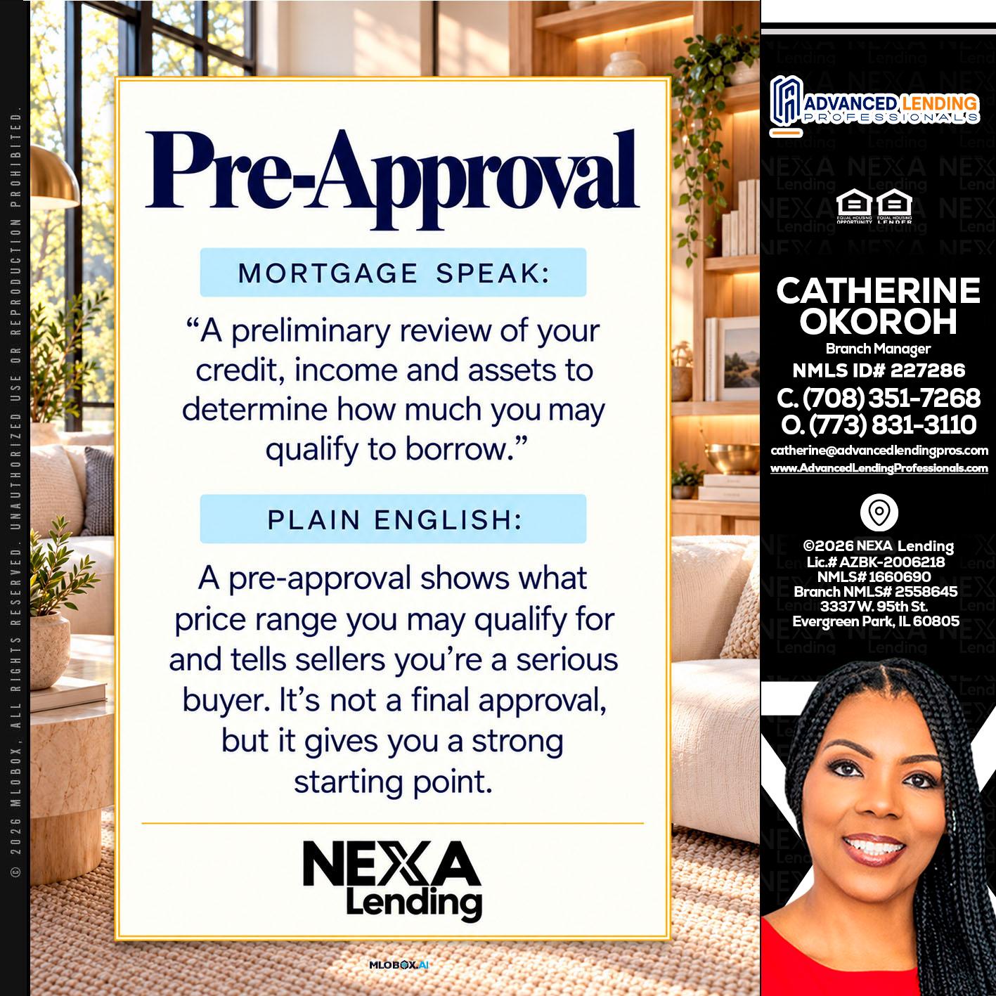PREAPROVAL -  Advanced Lending Professionals -Branch Manager